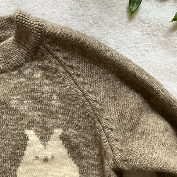 Soft Fuzzy Bunny Sweater | Approx. 2-3T | Neutral Taupe Knit | Cozy Pullover - Picture 8 of 16